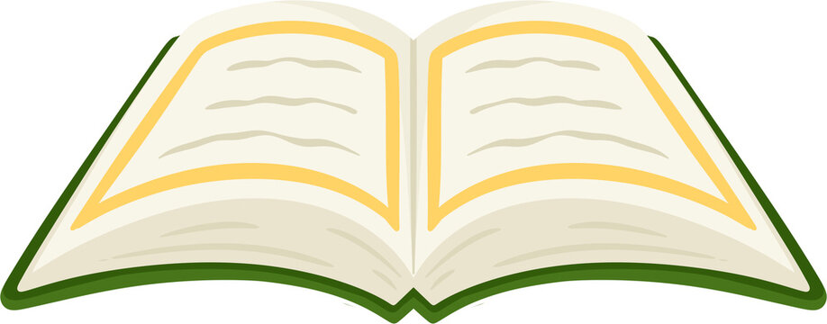 open book green cover yellow outline clip art preview