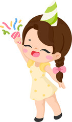 illustration cute kid party birthday