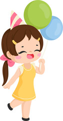 illustration cute girl party birthday