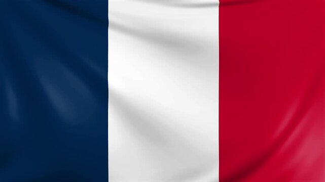 Realistic 3D animation of the France national flag waving smoothly in the wind, symbolizing French pride, unity, and heritage. Ideal for national holidays, education, and media projects.
