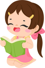 illustration kid reading book