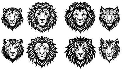 Obraz premium Graphic collection of stylized animal heads