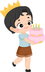 illustration cute boy party birthday