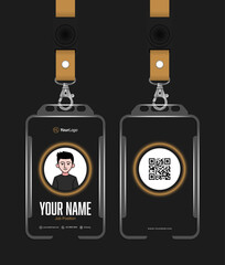 Editable Id Card Design. Corporate company employee identity card. Event identity card. Elegant Gold Id Card