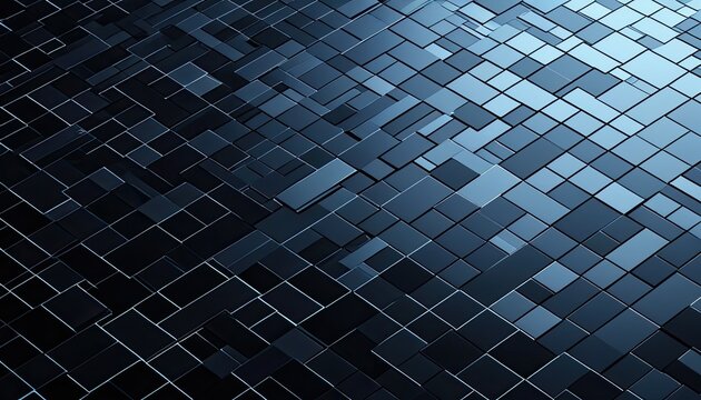 Abstract blue geometric tile background, 3D textured squares