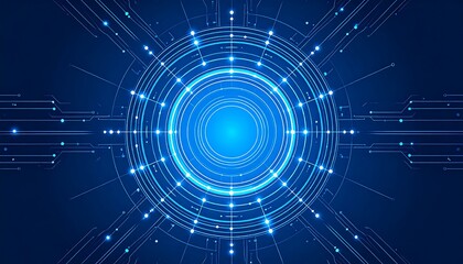 Naklejka premium Abstract Digital Circuit Technology Background with Glowing Blue Lights