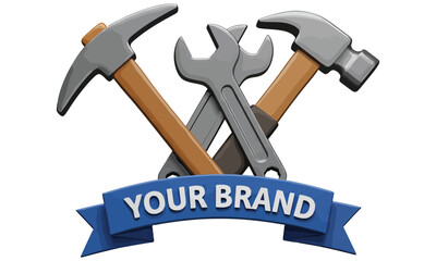 Set of construction tools with hammer and nails for repair and carpentry work