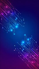 Abstract circuit board design with glowing lines