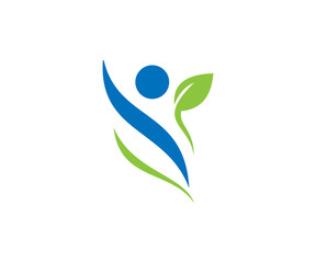 Abstract person with leaf vector logo illustration