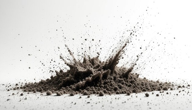 Burst of dust exploding upwards with scattering particles and a light background - Powered by Adobe