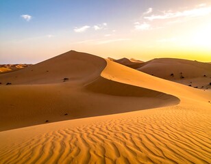 Golden desert dunes at sunrise (1)