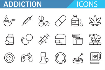Addiction and Recovery Icons Set for Behavioral Health and Wellness