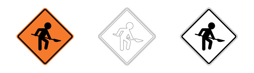 Road Works Traffic Sign in Vector Format