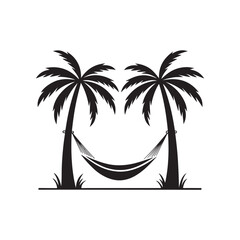 Beach hammock travel symbol silhouette vector art black color design and solid white background (2).eps