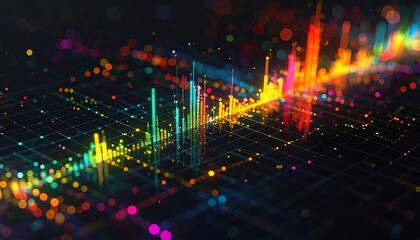Fototapeta premium Abstract Colorful Data Visualization with Digital Sound Wave Bars