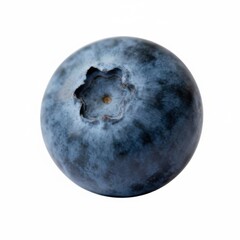 Blueberry isolated on white background, macro photo of fresh ripe fruit with natural texture and matte surface. Minimalist healthy food photography for diet and design.