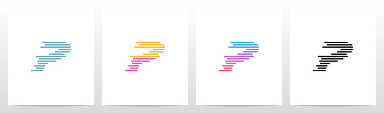 Horizontal Lines Stripes Random Stack Parallel Letter Initial Logo Design P