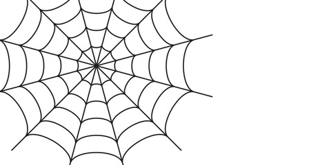Halloween background of spider web on white surface.