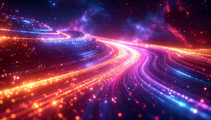 Abstract Digital Art of Futuristic Light Trails and Cosmic Elements