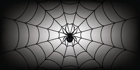 Halloween background of spider web on white surface.