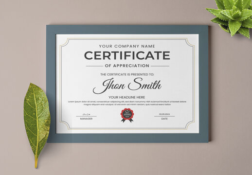 Elegant Appreciation Certificate Templat