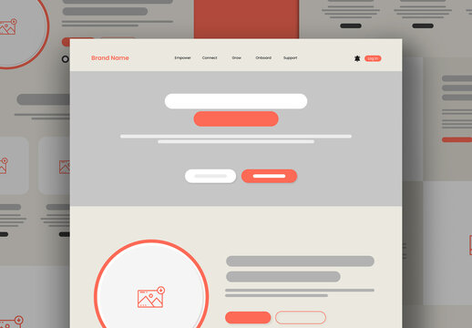Food Landing Page Wireframe Design with Modern Layout