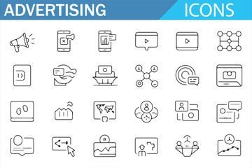 Advertising Campaign and Marketing Icons for Analytics, Strategy, and Promotion