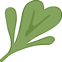 A simple flat-style illustration of a green oak leaf with smooth edges and natural shading, representing nature, growth, and the autumn season.