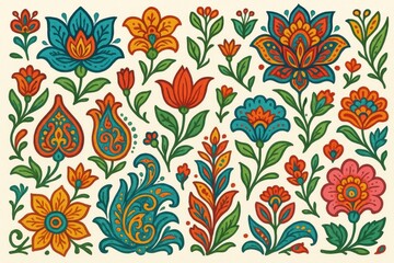 Colorful Floral Patterns with Intricate Designs and Vibrant Colors