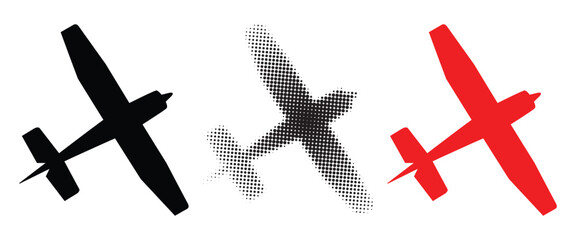 Colorful airplane collection on white background