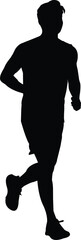 Silhouette of a Man Running, Capturing Motion and Fitness