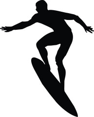 Silhouette of a Surfer Riding a Wave on a Surfboard