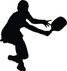 Silhouette of a Woman Playing Tennis with a Racket