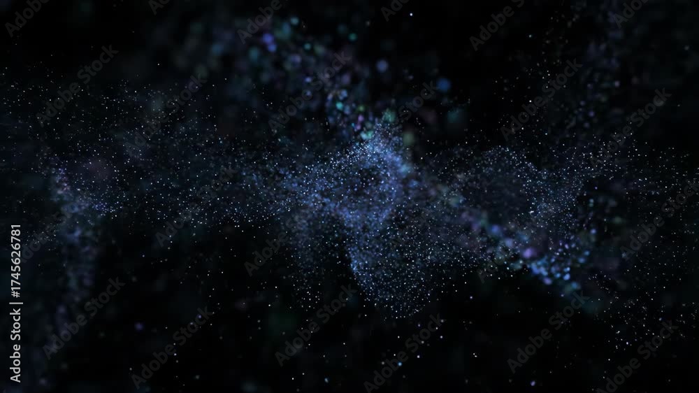 Wall mural ethereal slow motion particle field drifting in a dark void, seamlessly looping ethereal slow motion