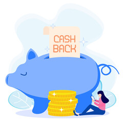 Illustration vector graphic cartoon character of cash back