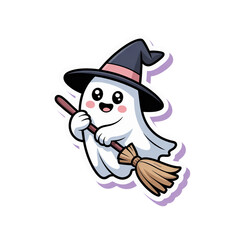 Cute Halloween ghost character kawaii style png for sticker, t-shirt and more designs