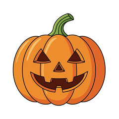A classic jack-o'-lantern with a carved spooky face, perfect for Halloween decorations.
