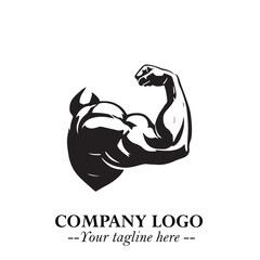 Arm Muscular Logo Symbol Black on White Background in Bold Strong Vector Design for Fitness Branding
