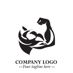 Arm Muscular Logo Symbol Black on White Background in Bold Strong Vector Design for Fitness Branding