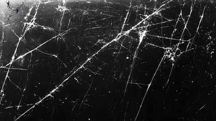 Black surface with white scratches and cracks forms a distressed texture.