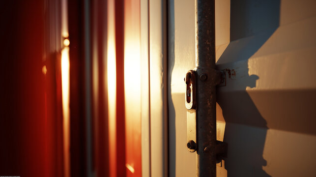 A metal door with a lock on it