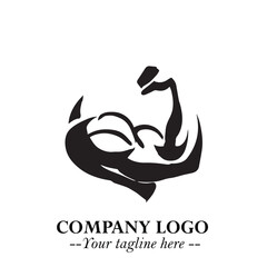 Arm Muscular Logo Symbol Black on White Background in Bold Strong Vector Design for Fitness Branding