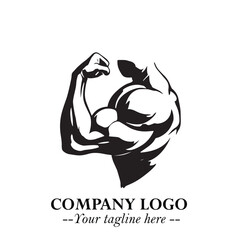 Arm Muscular Logo Symbol Black on White Background in Bold Strong Vector Design for Fitness Branding