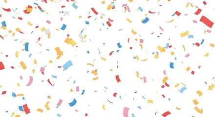 A Festive Explosion of Red, Orange, Yellow, Pink, and Blue Rectangles Dancing Against a Pristine White Canvas, Ideal for Celebratory Designs and Joyful Announcements.