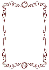 Burgundy Celestial Tarot Style Transparent A4 Frame Border with sun moon stars clouds night sky theme hand drawn illustration whimsical magical party wedding invitation dark red drawing Halloween