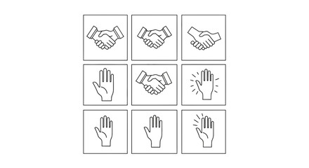 Handshake and Hand Gestures A Collection of Line Art Icons