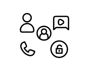 social media contact icons set, All  icon set, icon  in line stile outline Vector Free SVG Download