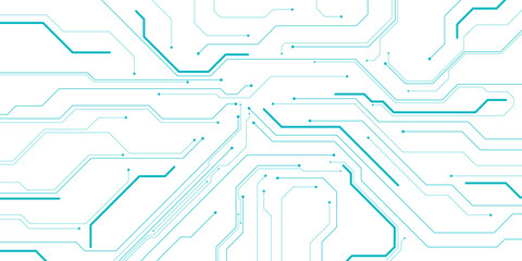 White circuit board background. Technology concept. Horizontal tech web banner design for presentation and banner. Network pattern. Cyber vector illustration