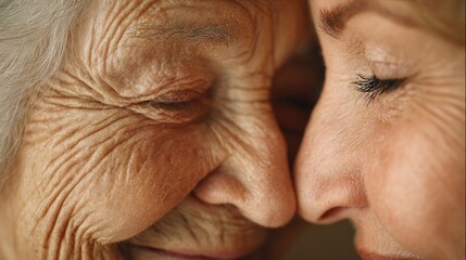 Naklejka premium Close-up of loving granddaughter comforting her elderly grandmother.