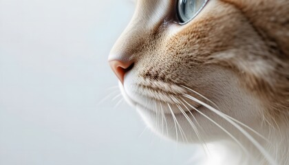 Whiskers and soft cat fur detail against a white background